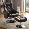 Basel Black Leather Swivel Reclining Chair W/Ottoman