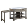 Feivel - Kitchen Island With Pull Out Table - Marble Top & Rustic Oak
