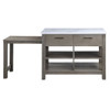 Feivel - Kitchen Island With Pull Out Table - Marble Top & Rustic Oak