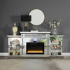 Noralie - Fireplace With LED & Bluetooth - Mirrored & Faux Diamonds