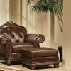 Anondale - Ottoman - Espresso Top Grain Leather Match & Cherry