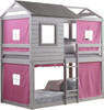 SUITE 10 Rustic Gray Twin Bunkbed with Pink Tent