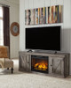 Wynnlow - TV Stand With Faux Firebrick Fireplace Insert - Gray