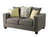 Westerly Charcoal Linen Fabric Loveseat with Nailheads