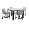 Francesca - 5 Piece Square Counter Dining Set (Table & Four Chairs) - White Marble
