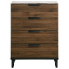 Mays - 4-Drawer Chest With Faux Marble Top - Walnut Brown