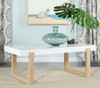 Pala - Rectangular Coffee Table With Sled Base - White High Gloss And Natural