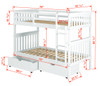 DERIK White Twin Bunk Bed with Underbed Drawers