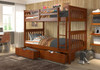 DERIK Medium Brown Twin Bunk Bed with Underbed Drawers