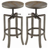 Bartlett - Adjustable Height Swivel Bar Stools (Set of 2) - Brushed Nutmeg And Slate Gray