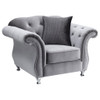 Frostine - Button Tufted Chair - Silver