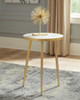 Acheson - Round Marble Top Side Table - White And Gold