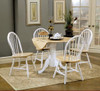 Allison - 5 Piece Round Drop Leaf Dining Table Set - White