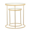Maylin - 2 Piece Round Glass Top Nesting Table Set - Gold