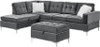 KUARRI Gray Velvet 107" Wide Reversible Sectional & Ottoman