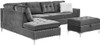 KUARRI Gray Velvet 107" Wide Reversible Sectional & Ottoman