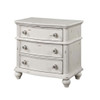 Jaqueline - Nightstand - Light Gray Linen & Antique White Finish