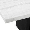 VALERY White Marble Table & Gray Velvet Chairs 5-Piece Dining Set