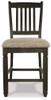 Tyler Creek - Black / Grayish Brown - Upholstered Barstool (Set of 2)