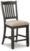 Tyler Creek - Black / Grayish Brown - Upholstered Barstool (Set of 2)