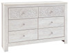 Paxberry - Six Drawer Dresser - Medallion Drawer Pulls - Whitewash