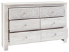 Paxberry - Six Drawer Dresser - Medallion Drawer Pulls - Whitewash