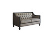 House Beatrice - Loveseat With 3 Pillows - Tan Synthetic Leather , Black Synthetic Leather & Charcoal