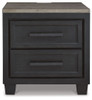 Foyland - Two Drawer Night Stand - Black / Brown