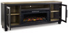 Foyland - 83" TV Stand With Electric Infrared Fireplace Insert - Black / Brown