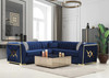 OROZCO Navy Blue Velvet 99" Wide Sectional