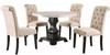 GEROLT Beige 5 Piece Dining Set with 100% Real White Marble