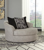 STOVALL Beige Gray 58" Wide Oversized Round Swivel Chair