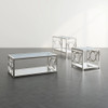 GIOVANNA Chrome 47" Wide Sofa Table with Mirror Shelf