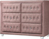 KELLIE Pink Velvet 40" Wide Dresser & Mirror