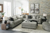 PREZZA Gray 133" Wide Modular Sectional without Chaise