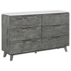 Nathan - 6-Drawer Dresser - White Marble And Gray