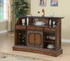 WAVERLY Medium Brown Storage Bar Unit with Marble Top