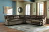 REYMAR Brown 152" Wide 5 Piece Reclining Sectional with 2 Recliners