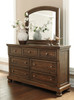 BELTON Light Brown 65" Wide Dresser & Mirror