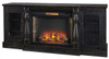 PEYTON Vintage Black 75" Wide TV Stand With Large Fireplace