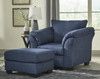 EDELINE Royal Blue Plush Ottoman