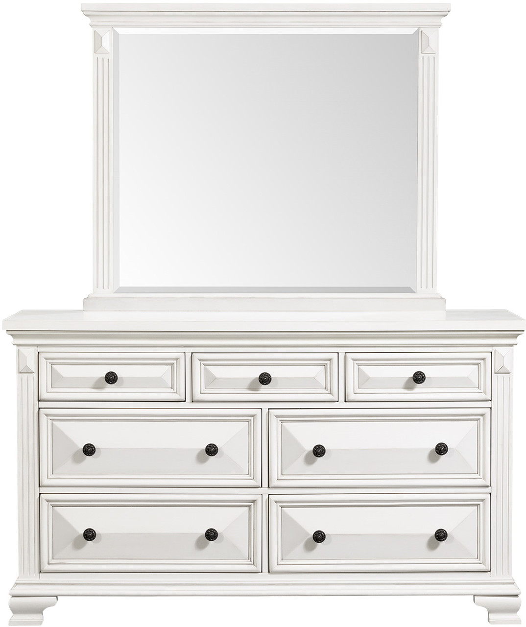 CONROE Off-White 65" Wide Dresser and Mirror - CB Furniture CONROE Off-White 65" Wide Dresser and Mirror - CB Furniture