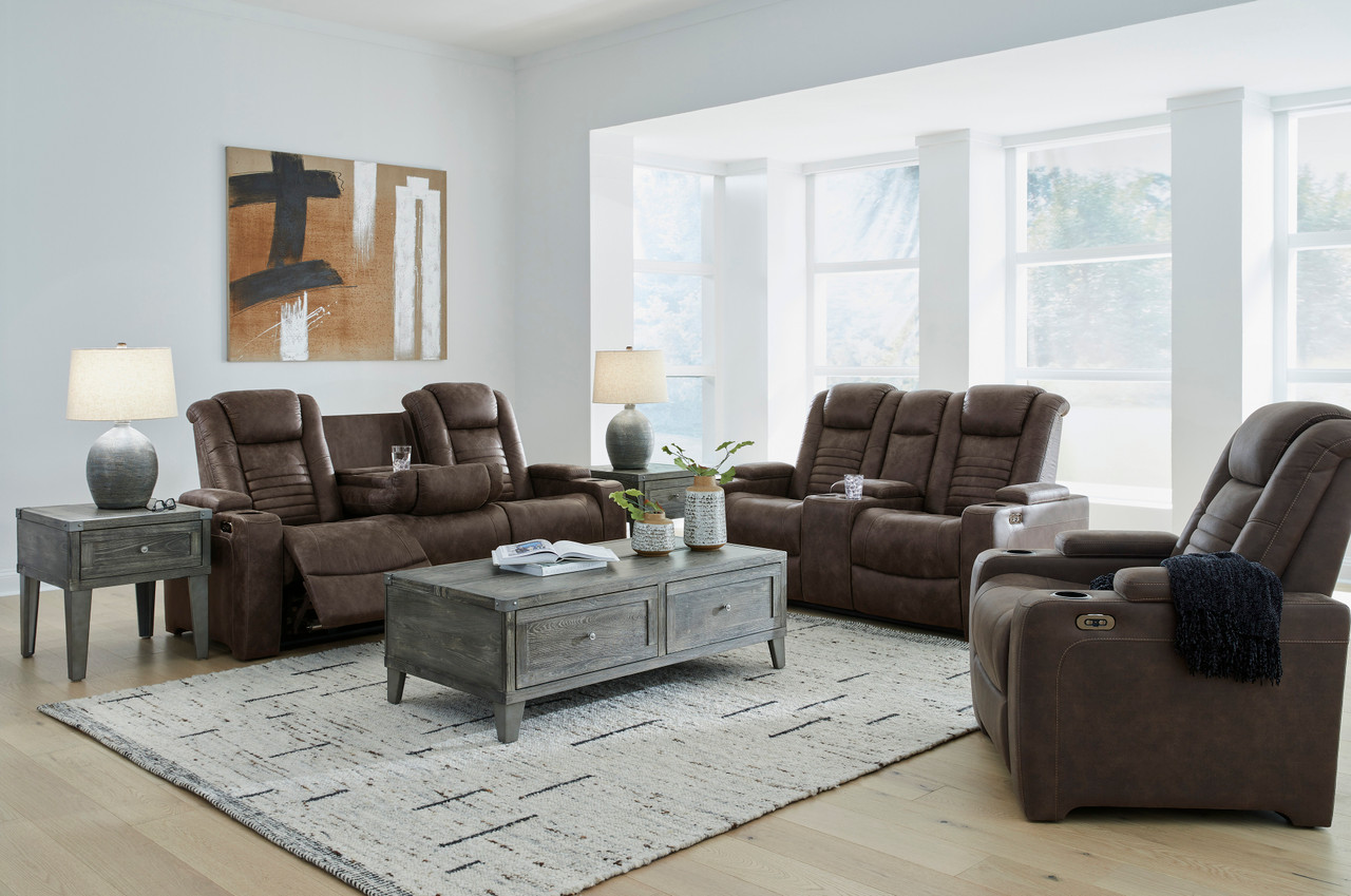 Furniture of America Grants 69.5 in. Light Brown Leather 2-Seater Power Recliner Loveseat, Light Brown Without Care Kit