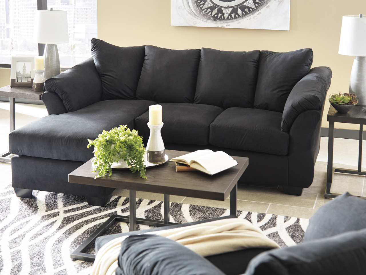 Edeline Black Sofa Chaise Loveseat Edeline Black Sofa Chaise Loveseat
