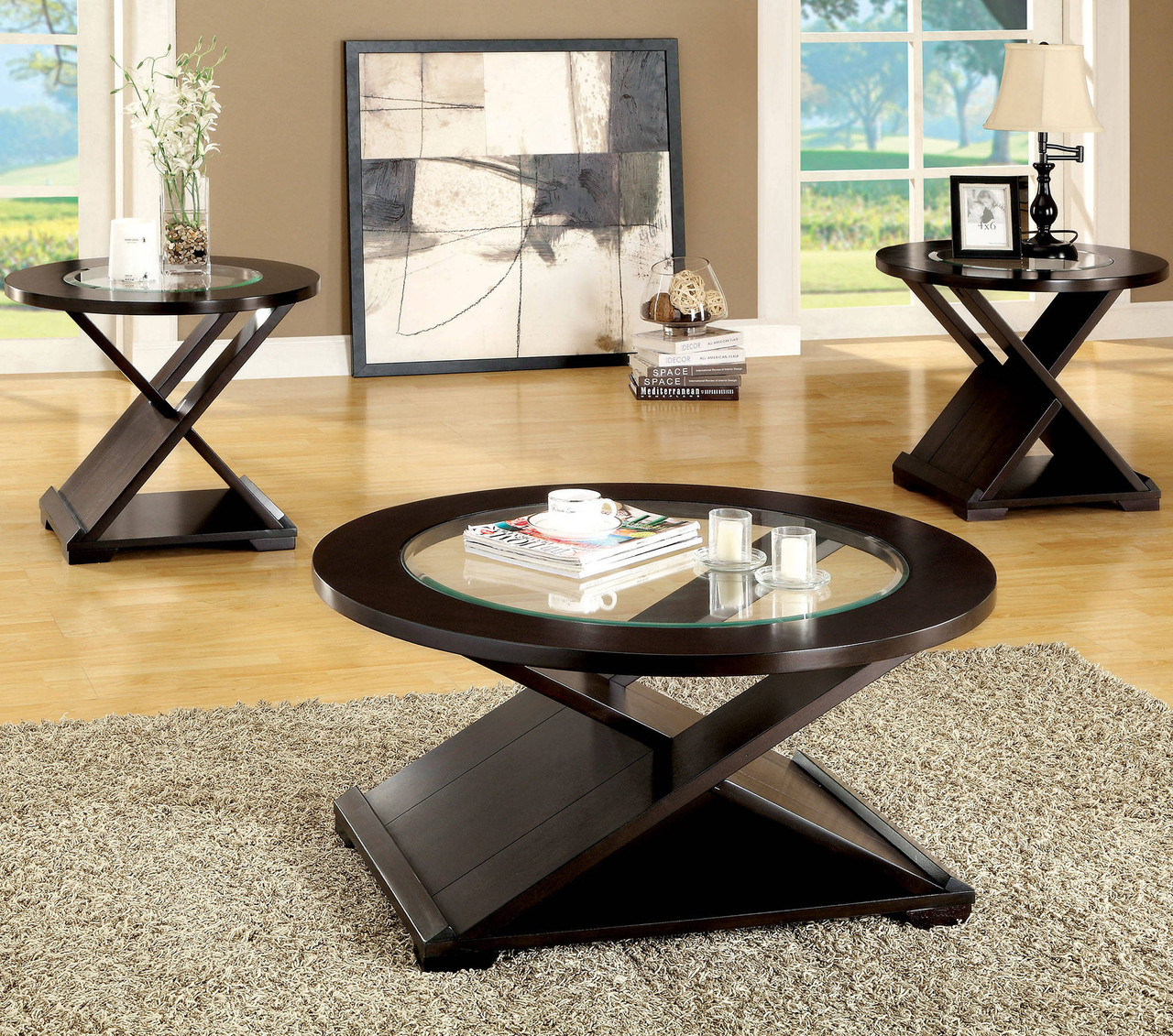 Mack Dark Brown 3 Piece Table Set CB Furniture