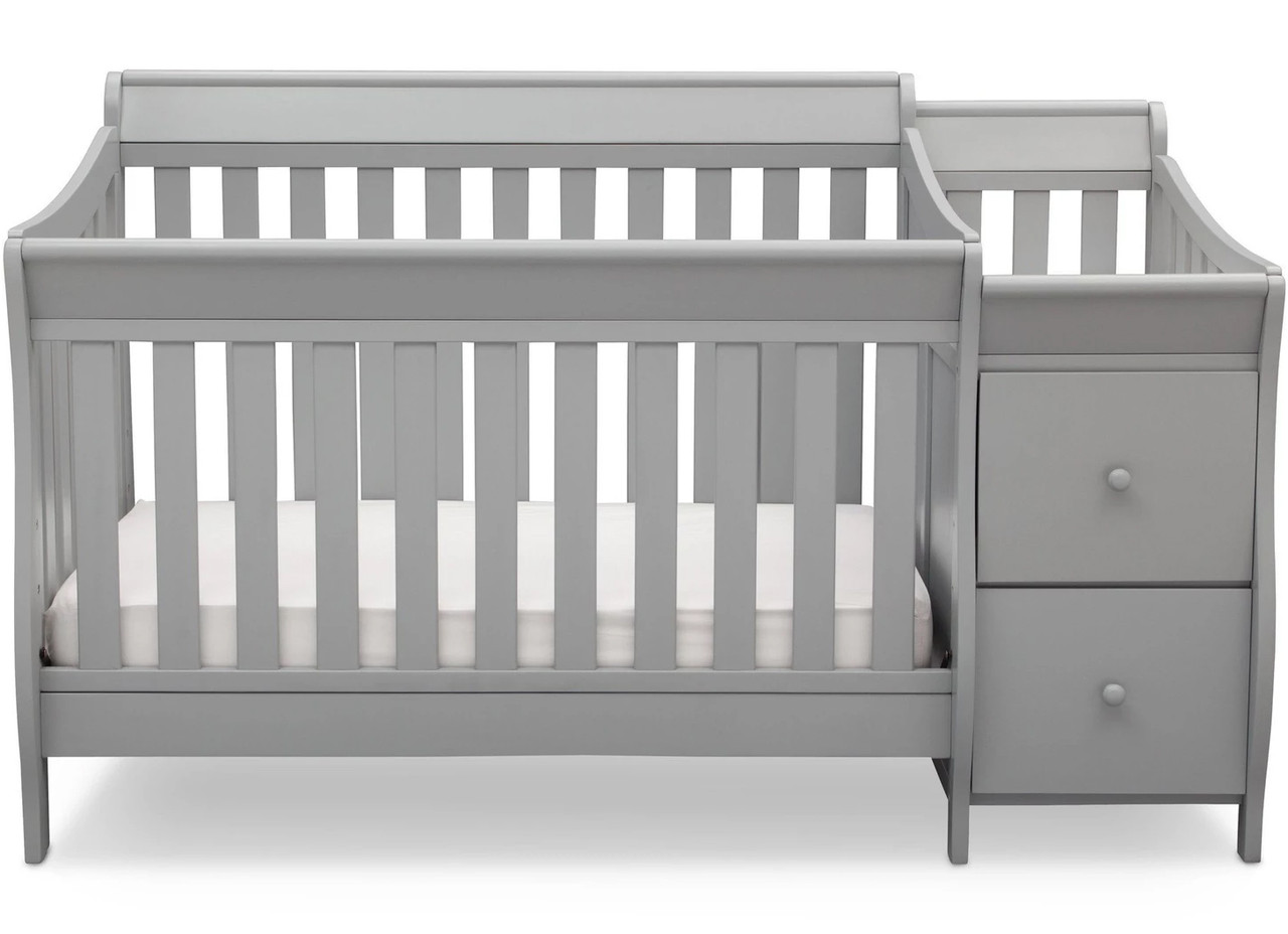 crib with changing table grey