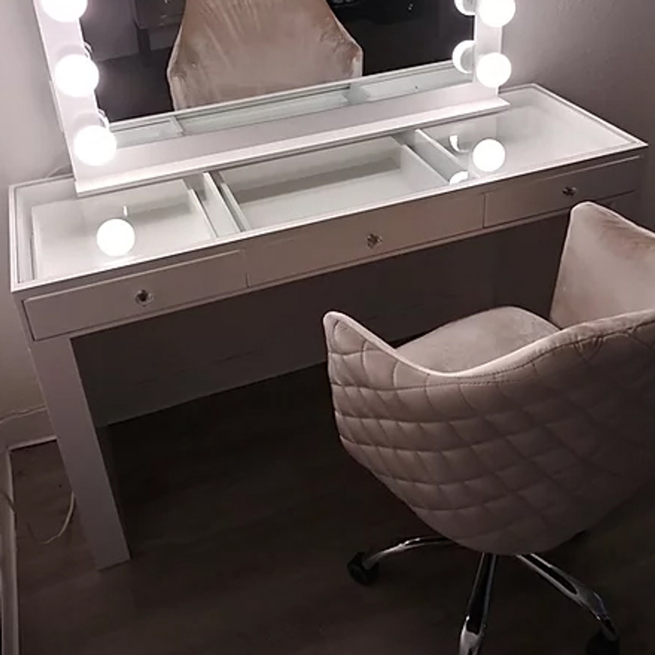 Vanity Set with 10 LED Lighted Mirror Makeup Dressing Table Dresser Desk 2  Color | eBay