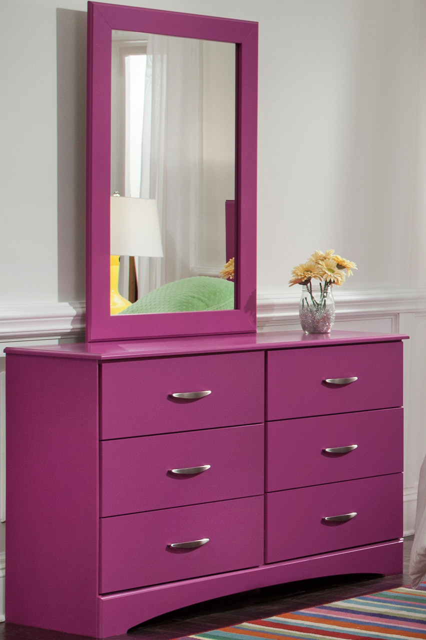 LEONE Purple 48 Wide Dresser & Mirror