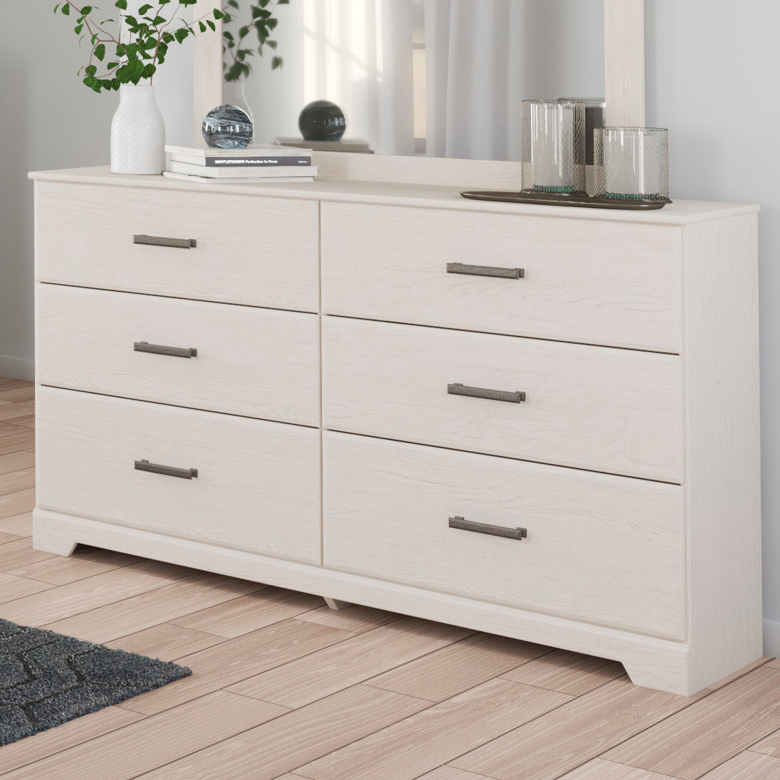 short wide white dresser Manhattan Comfort Granville Modern White 6-Drawer 55.04 in. Wide Double Dresser DR-5031