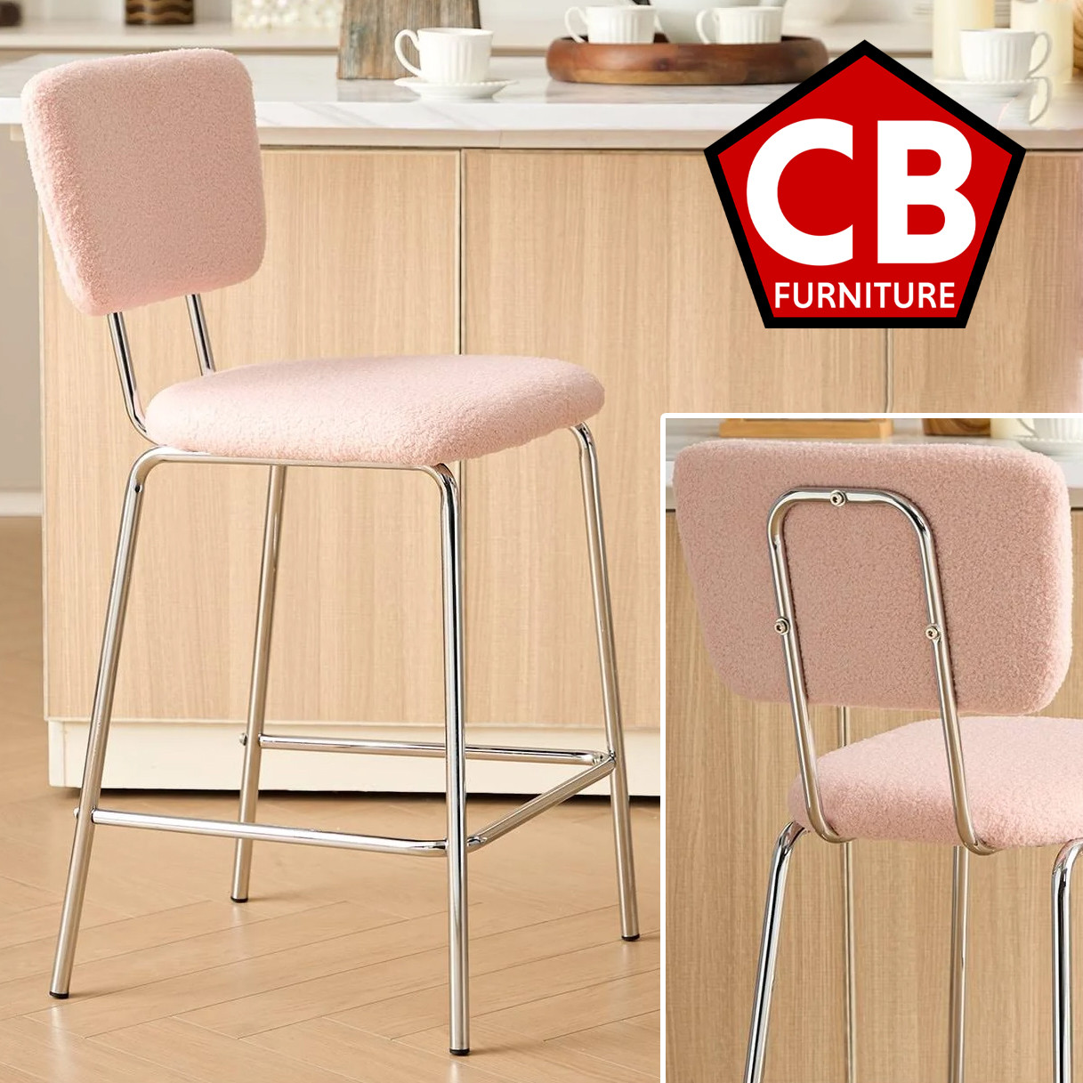 Classic High Stoolペールピンクチェア Amazon.com: 35-Inch Counter Height Bar Stool Armless Fixed Height